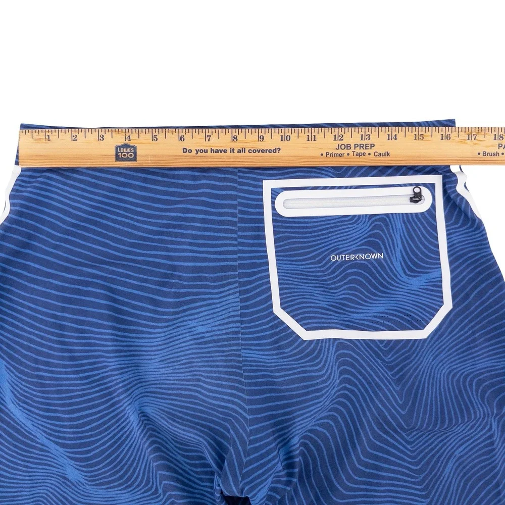 Outerknown Mens 31 Apex Board Shorts Blue Wave Print Surf Trunks Kelly Slater